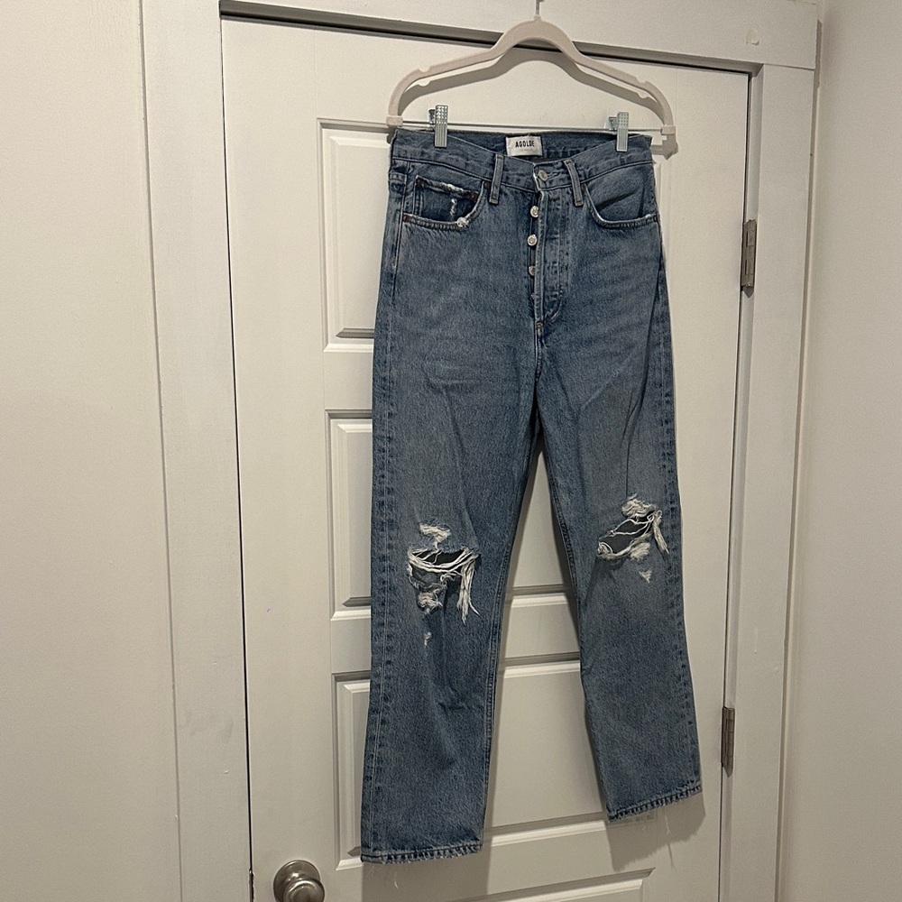 Agolde Blue distressed straight jeans